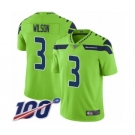 Youth Seattle Seahawks #3 Russell Wilson Limited Green Rush Vapor Untouchable 100th Season Football Jersey