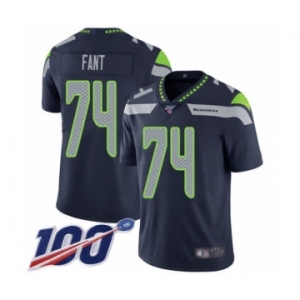 Youth Seattle Seahawks #74 George Fant Navy Blue Team Color Vapor Untouchable Limited Player 100th Season Football Jersey