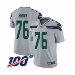 Youth Seattle Seahawks #76 Duane Brown Grey Alternate Vapor Untouchable Limited Player 100th Season Football Jersey