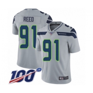 Youth Seattle Seahawks #91 Jarran Reed Grey Alternate Vapor Untouchable Limited Player 100th Season Football Jersey