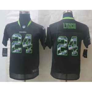 nike youth nfl jerseys seattle seahawks #24 lynch black[nike united sideline]