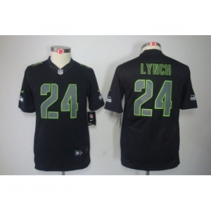 nike youth nfl jerseys seattle seahawks #24 marshawn lynch black[nike impact limited]