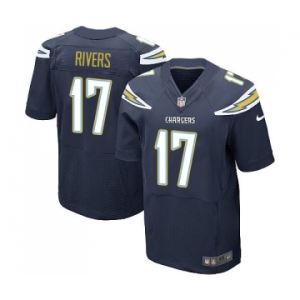 Men's Los Angeles Chargers #17 Philip Rivers Elite Navy Blue Team Color Football Jersey