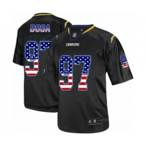 Men's Los Angeles Chargers #97 Joey Bosa Elite Black USA Flag Fashion Football Jersey
