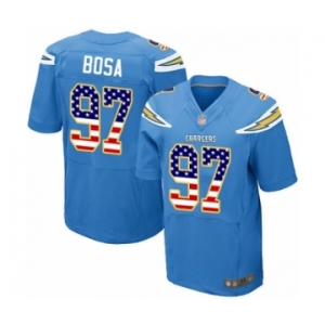 Men's Los Angeles Chargers #97 Joey Bosa Elite Electric Blue Alternate USA Flag Fashion Football Jersey