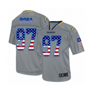 Men's Los Angeles Chargers #97 Joey Bosa Elite Grey USA Flag Fashion Football Jersey