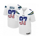Men's Los Angeles Chargers #97 Joey Bosa Elite White Road USA Flag Fashion Football Jersey