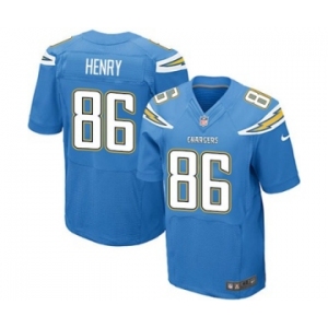 Men's Nike San Diego Chargers #86 Hunter Henry Elite Electric Blue Alternate NFL Jersey