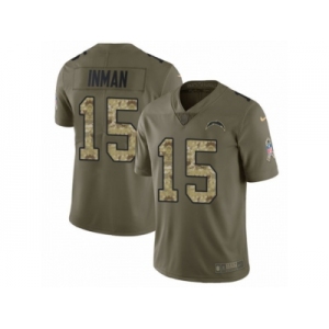 Men Nike Los Angeles Chargers #15 Dontrelle Inman Limited Olive Camo 2017 Salute to Service NFL Jersey