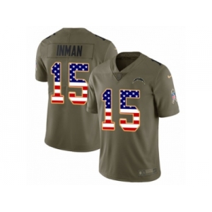 Men Nike Los Angeles Chargers #15 Dontrelle Inman Limited Olive USA Flag 2017 Salute to Service NFL Jersey