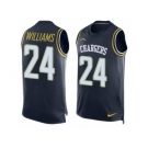 Men Nike Los Angeles Chargers #24 Trevor Williams Limited Navy Blue Player Name & Number Tank Top NFL Jersey