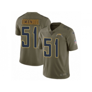 Men Nike Los Angeles Chargers #51 Kyle Emanuel Limited Olive 2017 Salute to Service NFL Jersey