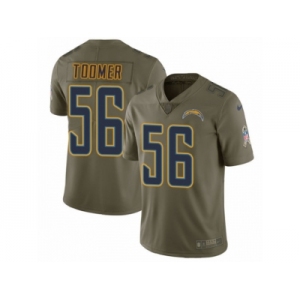 Men Nike Los Angeles Chargers #56 Korey Toomer Limited Olive 2017 Salute to Service NFL Jersey