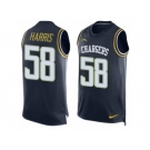 Men Nike Los Angeles Chargers #58 Nigel Harris Limited Navy Blue Player Name & Number Tank Top NFL Jersey