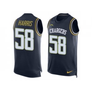 Men Nike Los Angeles Chargers #58 Nigel Harris Limited Navy Blue Player Name & Number Tank Top NFL Jersey