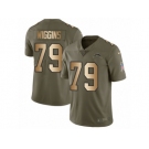 Men Nike Los Angeles Chargers #79 Kenny Wiggins Limited Olive Gold 2017 Salute to Service NFL Jersey