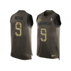 Men Nike Los Angeles Chargers #9 Nick Novak Limited Green Salute to Service Tank Top NFL Jersey