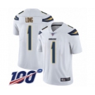 Men's Los Angeles Chargers #1 Ty Long White Vapor Untouchable Limited Player 100th Season Football Jersey