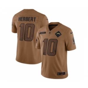 Men's Los Angeles Chargers #10 Justin Herbert 2023 Brown Salute To Service Limited Football Stitched Jersey