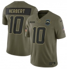 Men's Los Angeles Chargers #10 Justin Herbert Olive 2025 Salute to Service Limited Football Stitched Jersey