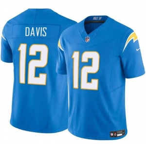Men's Los Angeles Chargers #12 Derius Davis Blue 2024 F.U.S.E. Vapor Limited Football Stitched Jersey