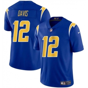 Men's Los Angeles Chargers #12 Derius Davis Royal 2024 Vapor Limited Football Stitched Jersey