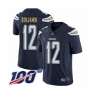 Men's Los Angeles Chargers #12 Travis Benjamin Navy Blue Team Color Vapor Untouchable Limited Player 100th Season Football Jersey