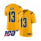 Men's Los Angeles Chargers #13 Keenan Allen Limited Gold Inverted Legend 100th Season Football Jersey