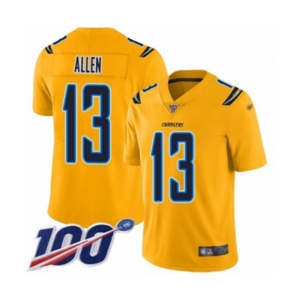 Men's Los Angeles Chargers #13 Keenan Allen Limited Gold Inverted Legend 100th Season Football Jersey