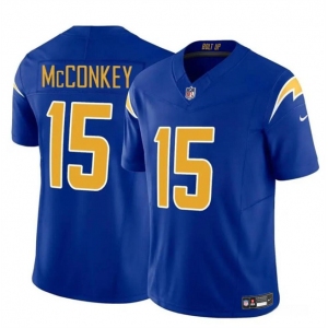 Men's Los Angeles Chargers #15 Ladd McConkey Royal 2024 F.U.S.E Draft Vapor Limited Football Stitched Jersey