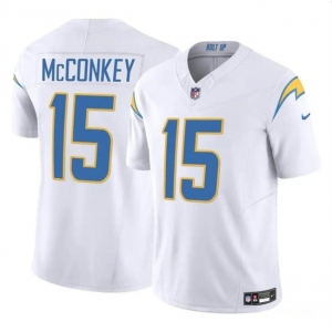 Men's Los Angeles Chargers #15 Ladd McConkey White 2024 F.U.S.E Draft Vapor Limited Football Stitched Jersey