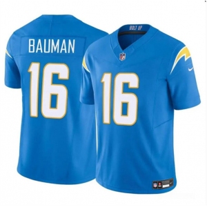 Men's Los Angeles Chargers #16 Casey Bauman Blue 2024 F.U.S.E. Vapor Limited Football Stitched Jersey