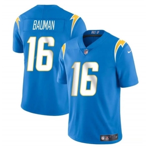 Men's Los Angeles Chargers #16 Casey Bauman Blue 2024 Vapor Limited Football Stitched Jersey