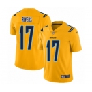 Men's Los Angeles Chargers #17 Philip Rivers Limited Gold Inverted Legend Football Jersey