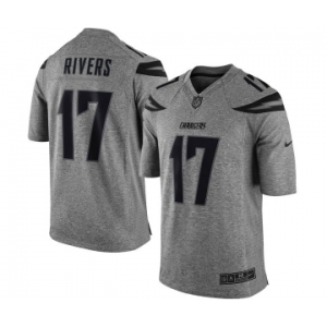 Men's Los Angeles Chargers #17 Philip Rivers Limited Gray Gridiron Football Jersey