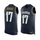 Men's Los Angeles Chargers #17 Philip Rivers Limited Navy Blue Player Name & Number Tank Top Football Jersey