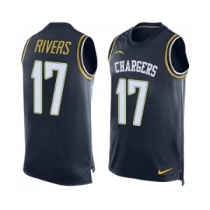 Men's Los Angeles Chargers #17 Philip Rivers Limited Navy Blue Player Name & Number Tank Top Football Jersey