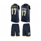 Men's Los Angeles Chargers #17 Philip Rivers Limited Navy Blue Tank Top Suit Football Jersey