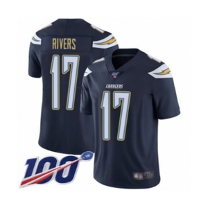 Men's Los Angeles Chargers #17 Philip Rivers Navy Blue Team Color Vapor Untouchable Limited Player 100th Season Football Jersey