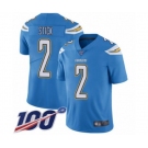 Men's Los Angeles Chargers #2 Easton Stick Electric Blue Alternate Vapor Untouchable Limited Player 100th Season Football Jersey