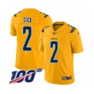 Men's Los Angeles Chargers #2 Easton Stick Limited Gold Inverted Legend 100th Season Football Jersey