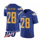 Men's Los Angeles Chargers #28 Brandon Facyson Limited Electric Blue Rush Vapor Untouchable 100th Season Football Jersey