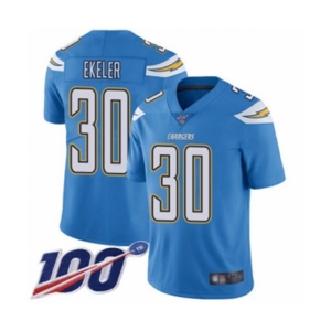 Men's Los Angeles Chargers #30 Austin Ekeler Electric Blue Alternate Vapor Untouchable Limited Player 100th Season Football Jersey