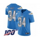 Men's Los Angeles Chargers #34 Derek Watt Electric Blue Alternate Vapor Untouchable Limited Player 100th Season Football Jersey