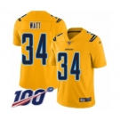 Men's Los Angeles Chargers #34 Derek Watt Limited Gold Inverted Legend 100th Season Football Jersey