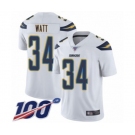 Men's Los Angeles Chargers #34 Derek Watt White Vapor Untouchable Limited Player 100th Season Football Jersey