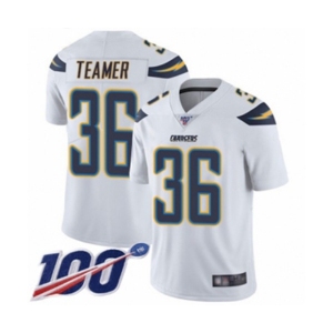 Men's Los Angeles Chargers #36 Roderic Teamer White Vapor Untouchable Limited Player 100th Season Football Jersey