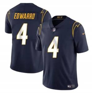 Men's Los Angeles Chargers #4 Gus Edwards Navy Vapor Limited Football Stitched Jersey