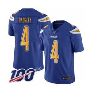 Men's Los Angeles Chargers #4 Michael Badgley Limited Electric Blue Rush Vapor Untouchable 100th Season Football Jersey