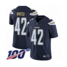 Men's Los Angeles Chargers #42 Uchenna Nwosu Navy Blue Team Color Vapor Untouchable Limited Player 100th Season Football Jersey